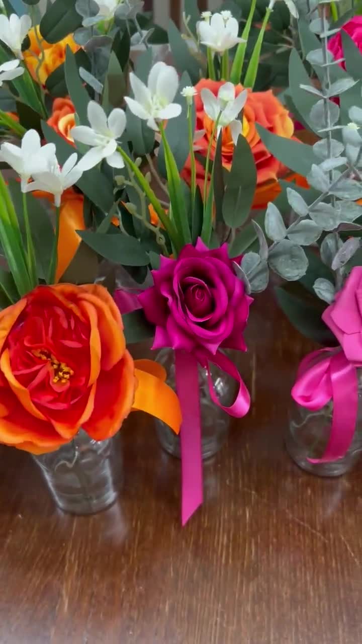 Small Centerpiece 1 Flower Orange Hot Pink Wedding Bud Vase Burnt Orange Single Flower Table Centerpiece Mini Fuchsia Artiticial Reddit