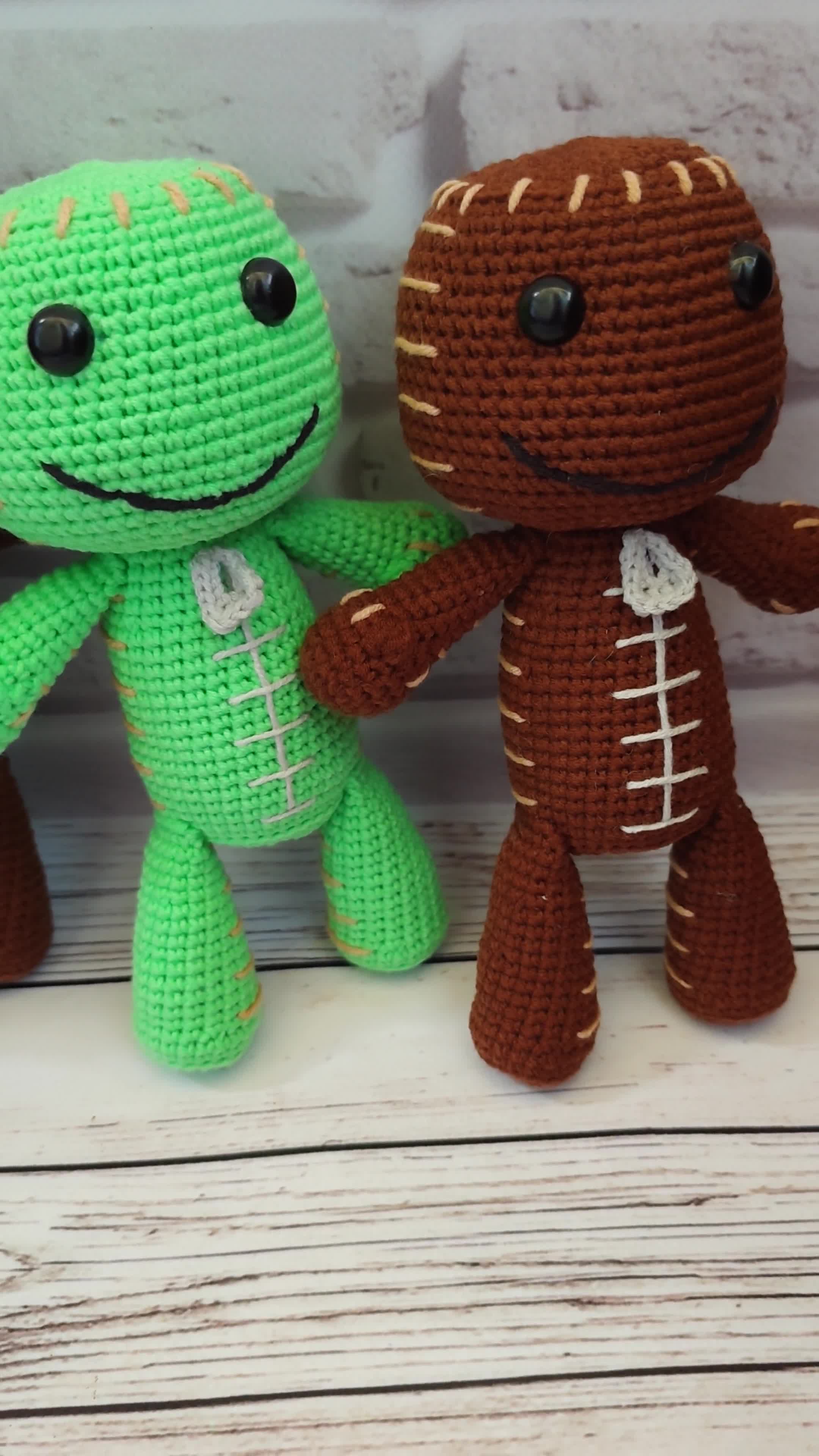 Crochet Sackboy Plush Doll Little Big Planet Merch Knitted Figure
