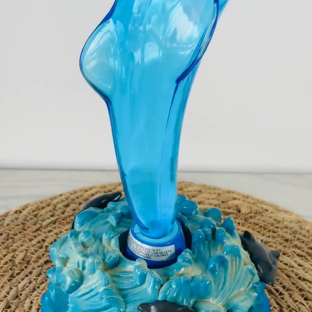 Vintage Blue Electric Dolphin Lamp With a Flashing Light Effect