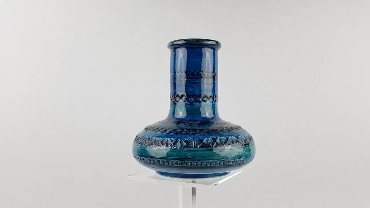 Vintage STUDIO 4 Blue Italian Pottery Vase Bitossi Rimini Blue