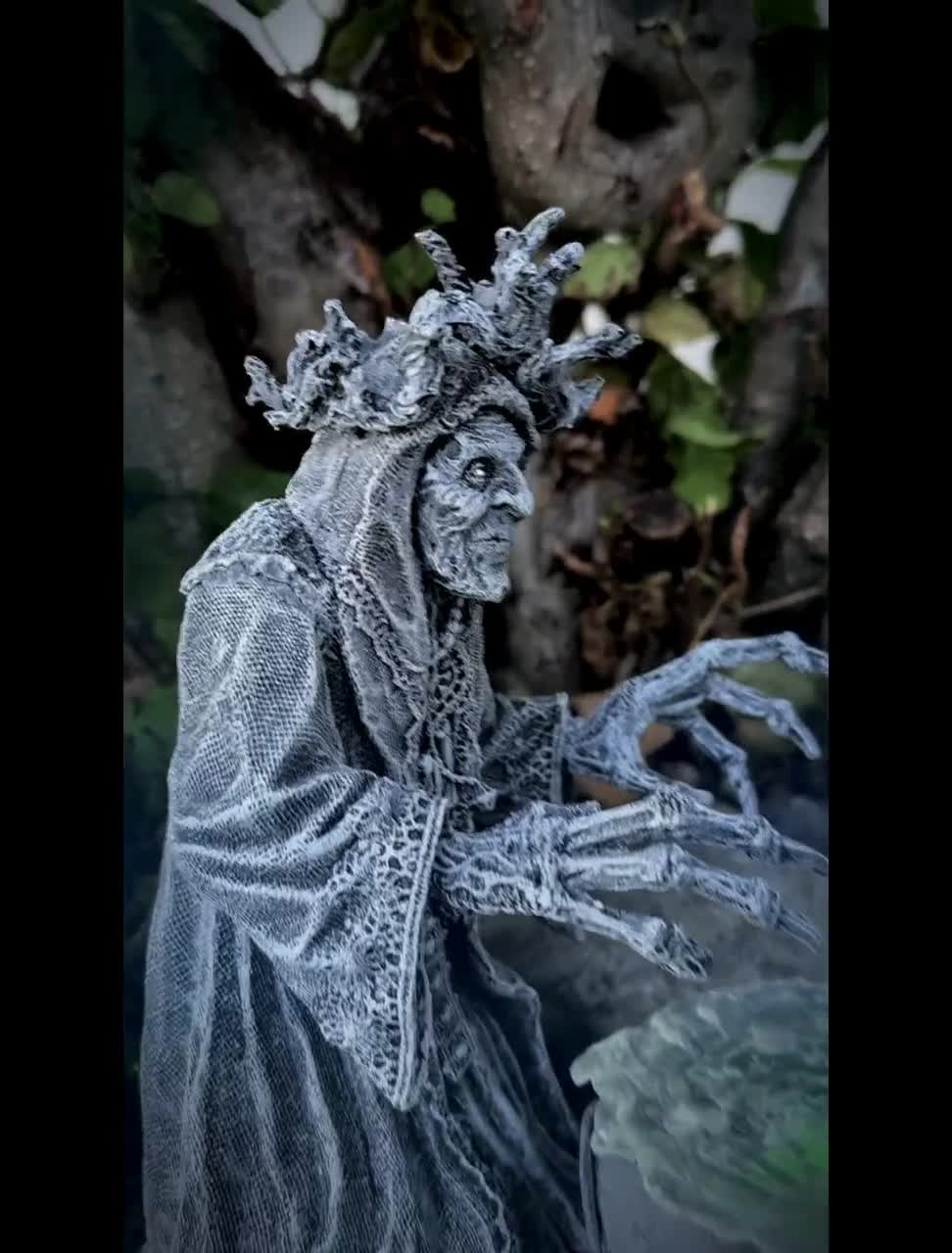 Gryla the Witch Statue, Hand Painted Resin Sculpture | Rustic