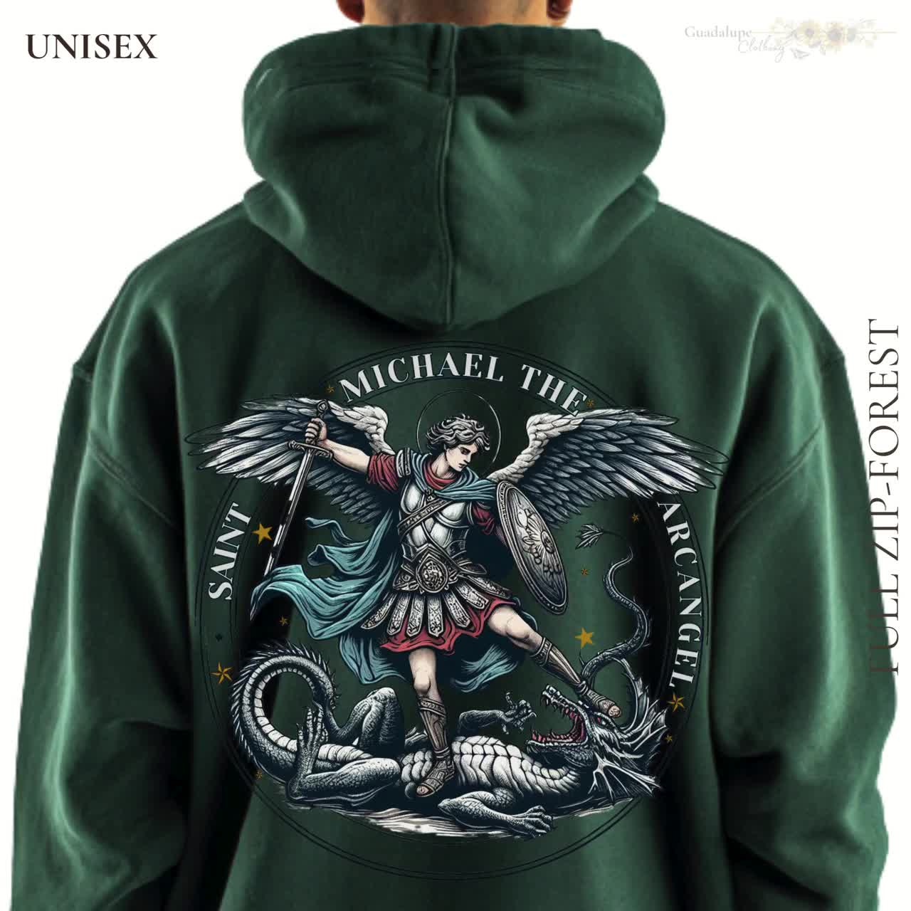 Saint Michael Archangel Full Zip Hoodie | Catholic Men Guardian