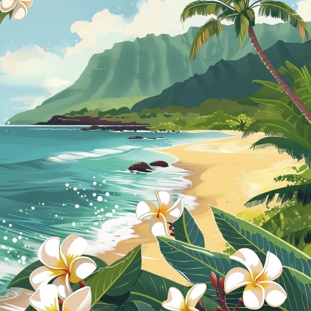 Snorkel Poipu Beach ジョアンナキャロラン ハワイ 絵画 Snorkel Poipu
