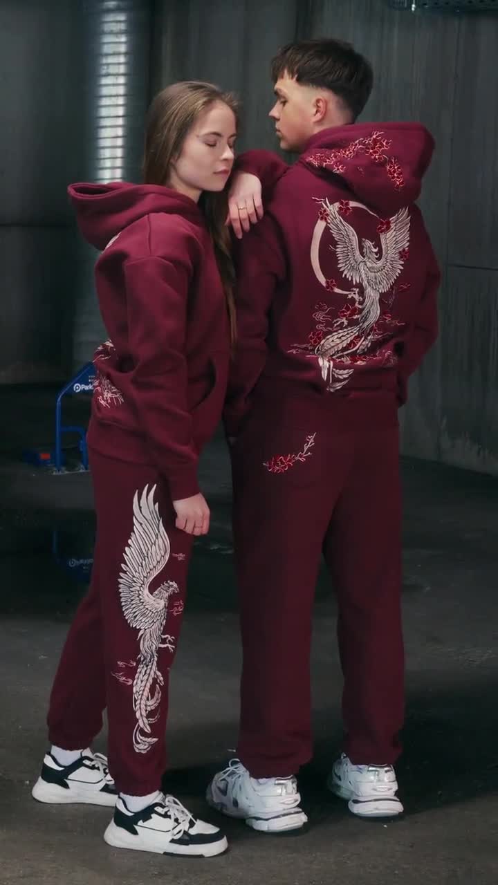 Embroidered Phoenix Hoodie - Golden Phoenix - Unisex Cotton
