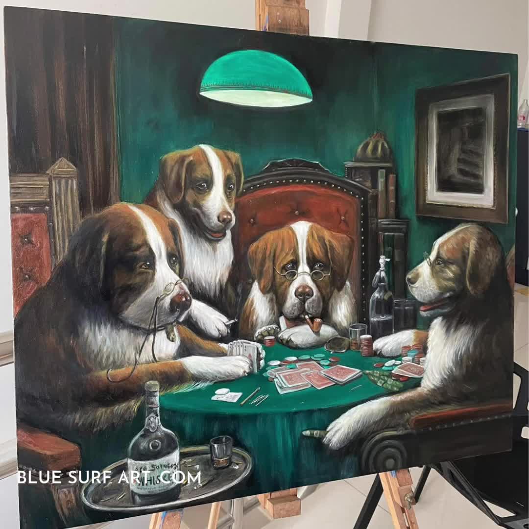 犬がポーカーをする油絵：カシウス・クーリッジの複製 - Etsy 日本