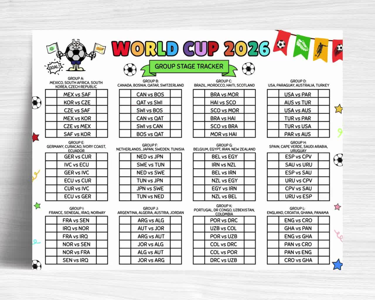 World Cup 2026 Printable Tracker for Kids | Soccer & Football