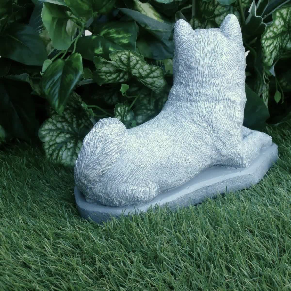 Shiba Inu Concrete Statue Outdoor Garden Decor Pet Loss Memorial