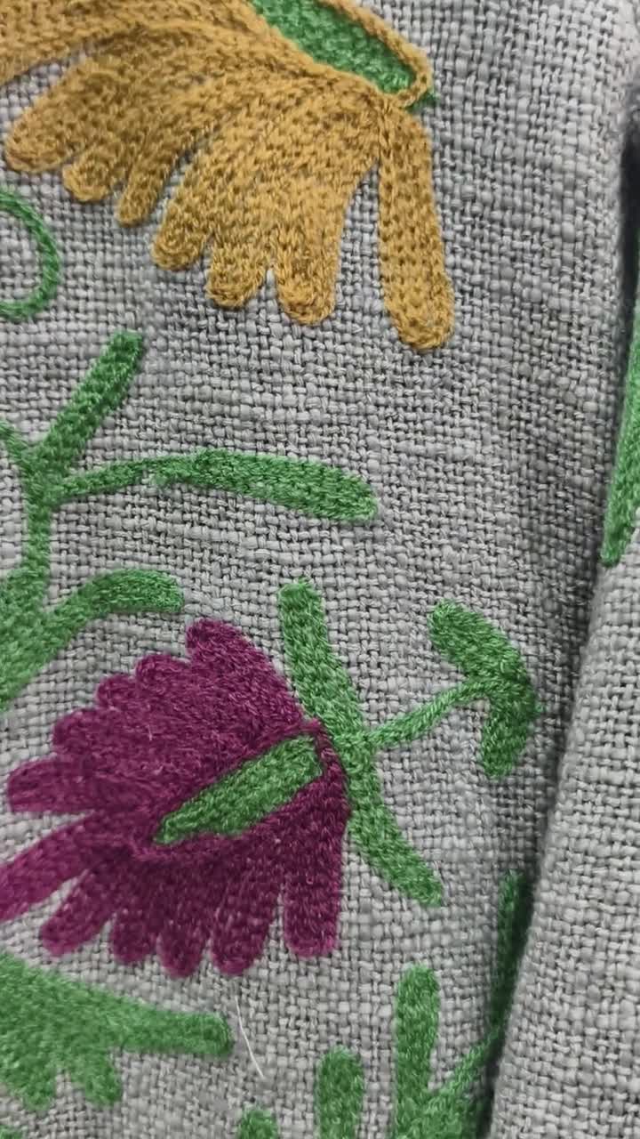手刺繍のスザニジャケット、リバーシブルボヘミアンコットンアウター