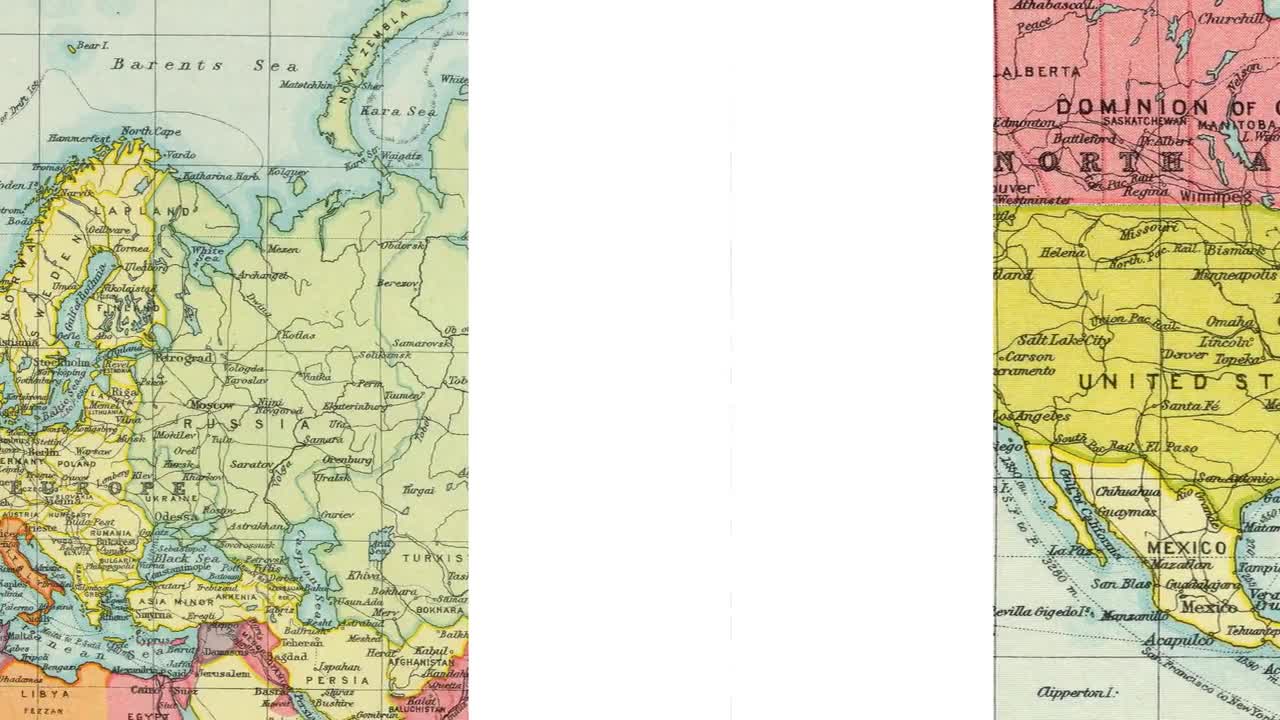 ヴィンテージ世界地図アートポスター：クリスタルクリアカラー（印刷