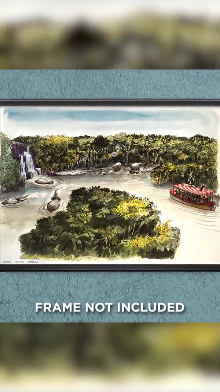 Jungle Cruise Elephant Bathing Pool Concept Art Print Disney World