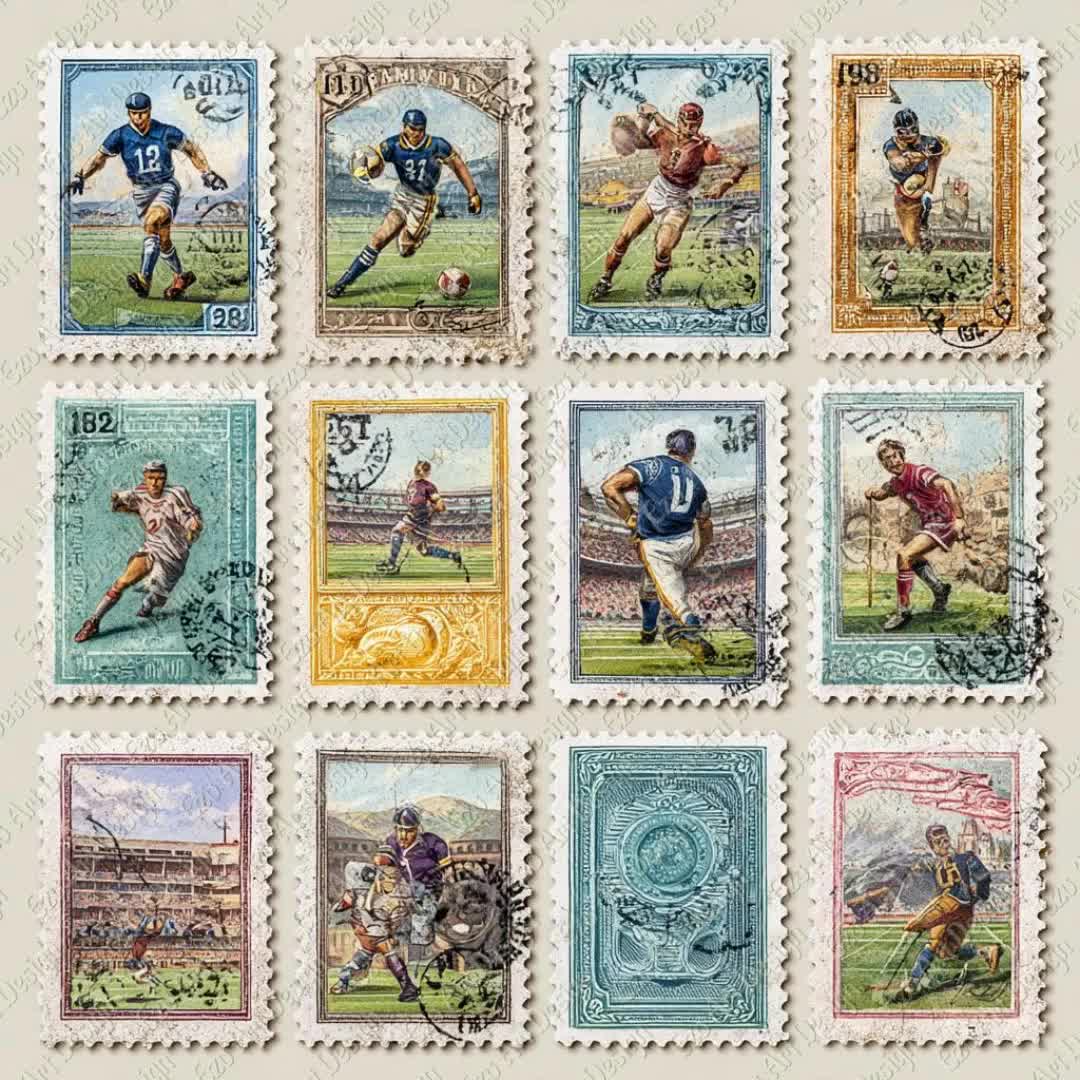 Stamp Collection Clipart, Vintage Postage Stamps Ephemera, Junk