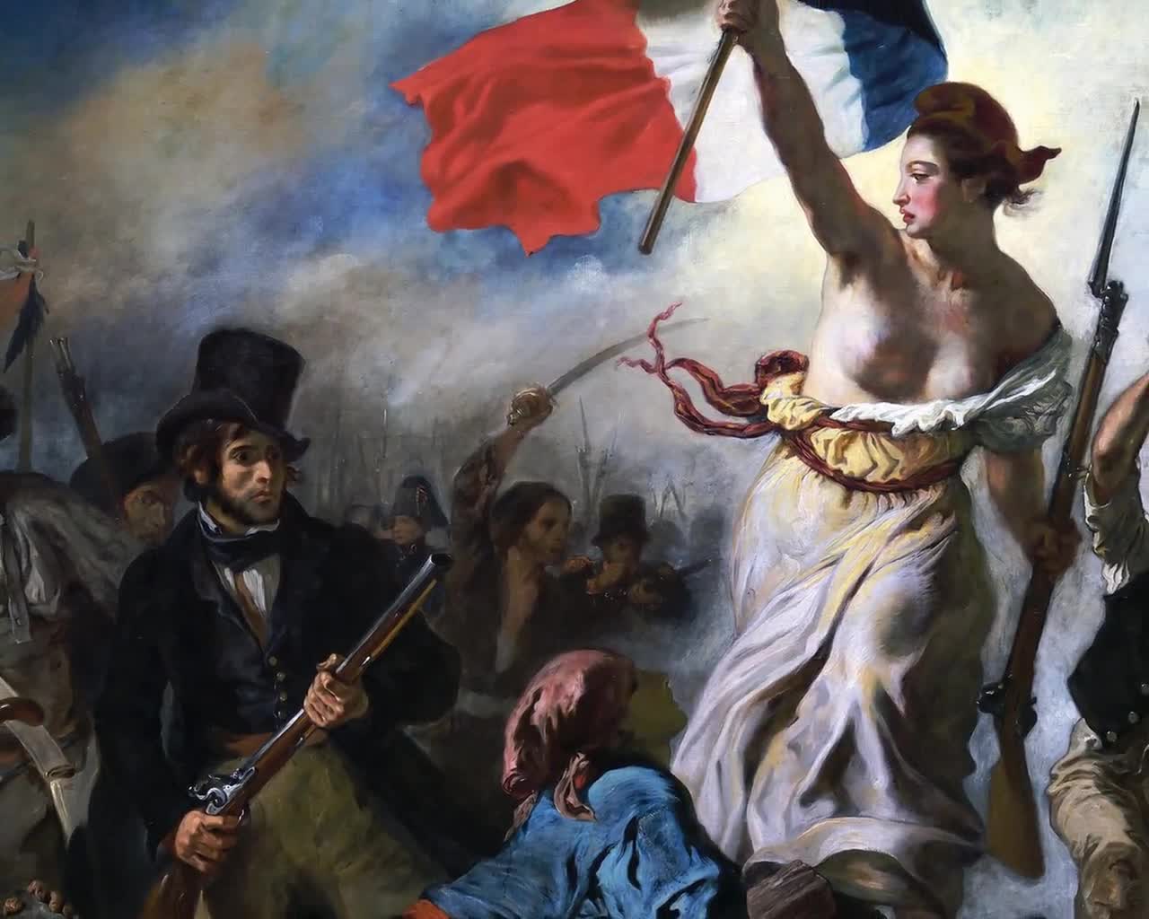 民衆を導く自由の女神の版画｜ドラクロワ作 フランス革命美術