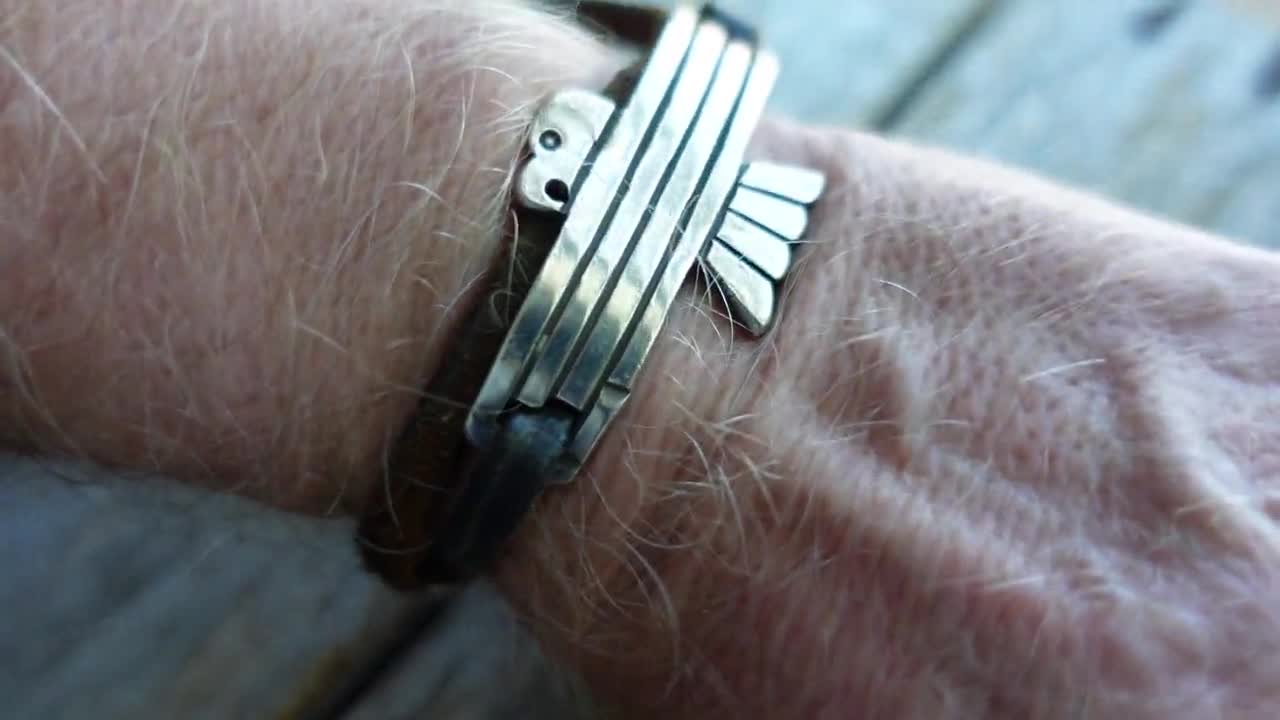 JACK WALKER Thunderbird Bracelet Cuff - RRL Ingot Silver & Leather