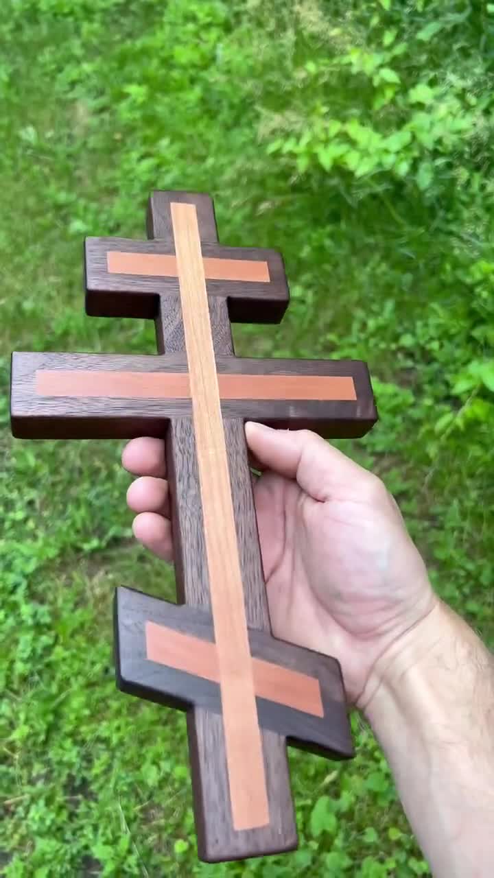 Walnut and Cherry Wooden Orthodox Wall Cross - Etsy