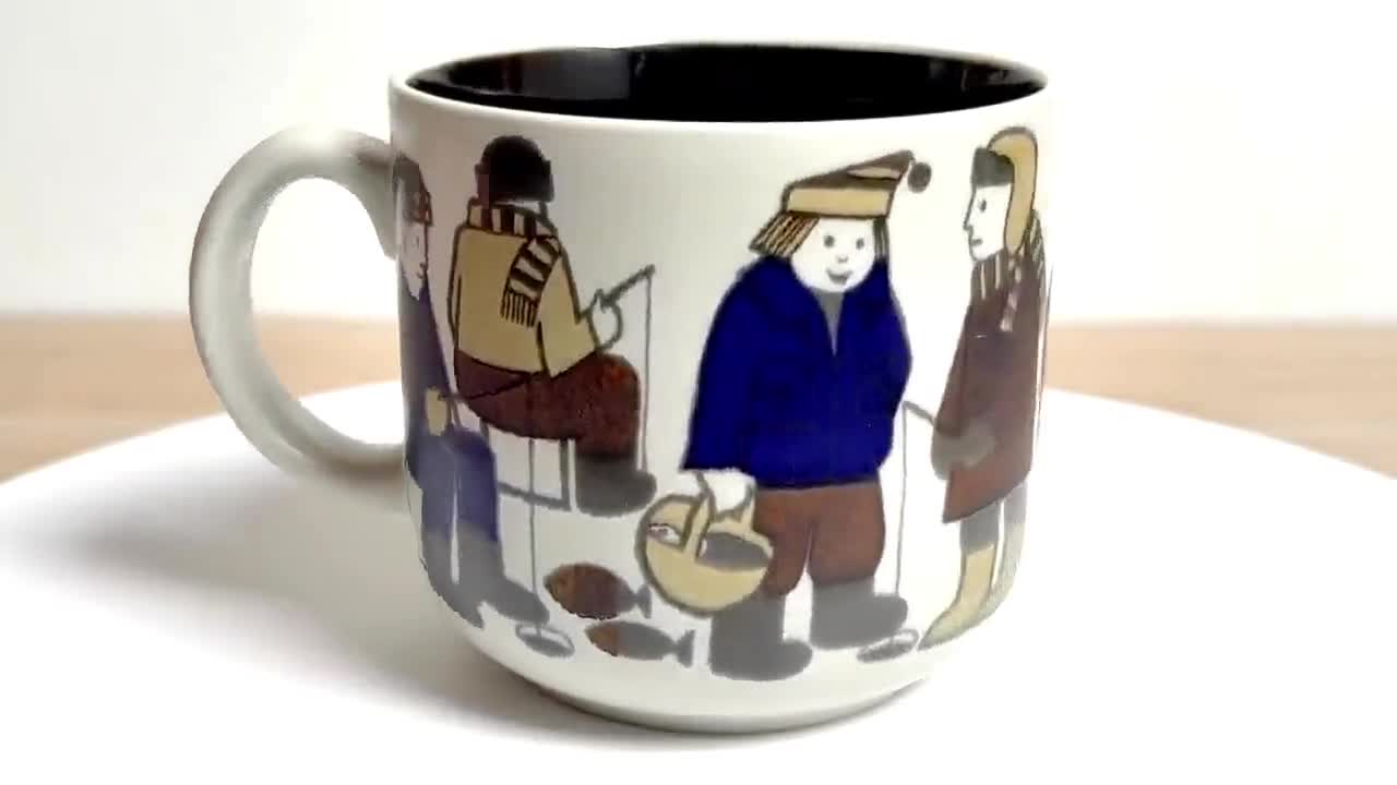 Arabia Rare Ritari Kalamiehet Large Mug, Designed by Raija
