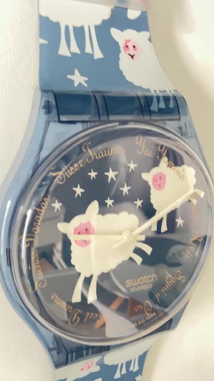 Rare 1995 Swatch Maxi Wall Clock BLACK SHEEP MGN150 - New in Box