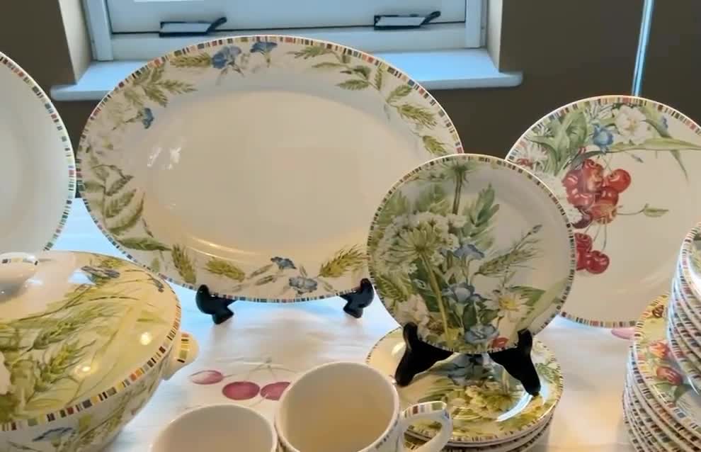 Gien Cherry Faïencerie, Vintage Open Stock Items, Mugs, Plates
