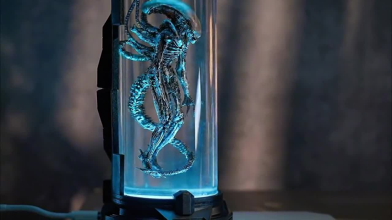 Custom Alien Creature Resin Lamp Wood, Alien Epoxy Lamp, Sci-fi