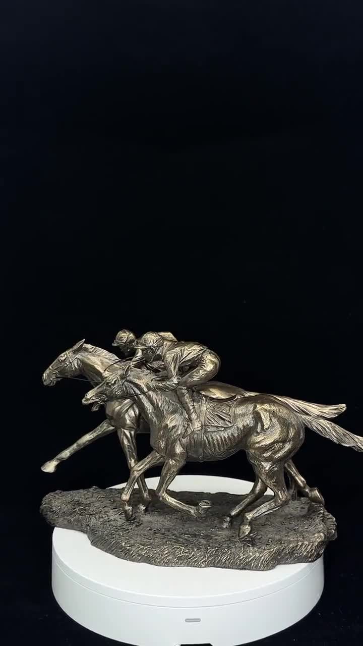 ブロンズ競馬像、騎手彫刻アート、馬好きの方への乗馬ホーム