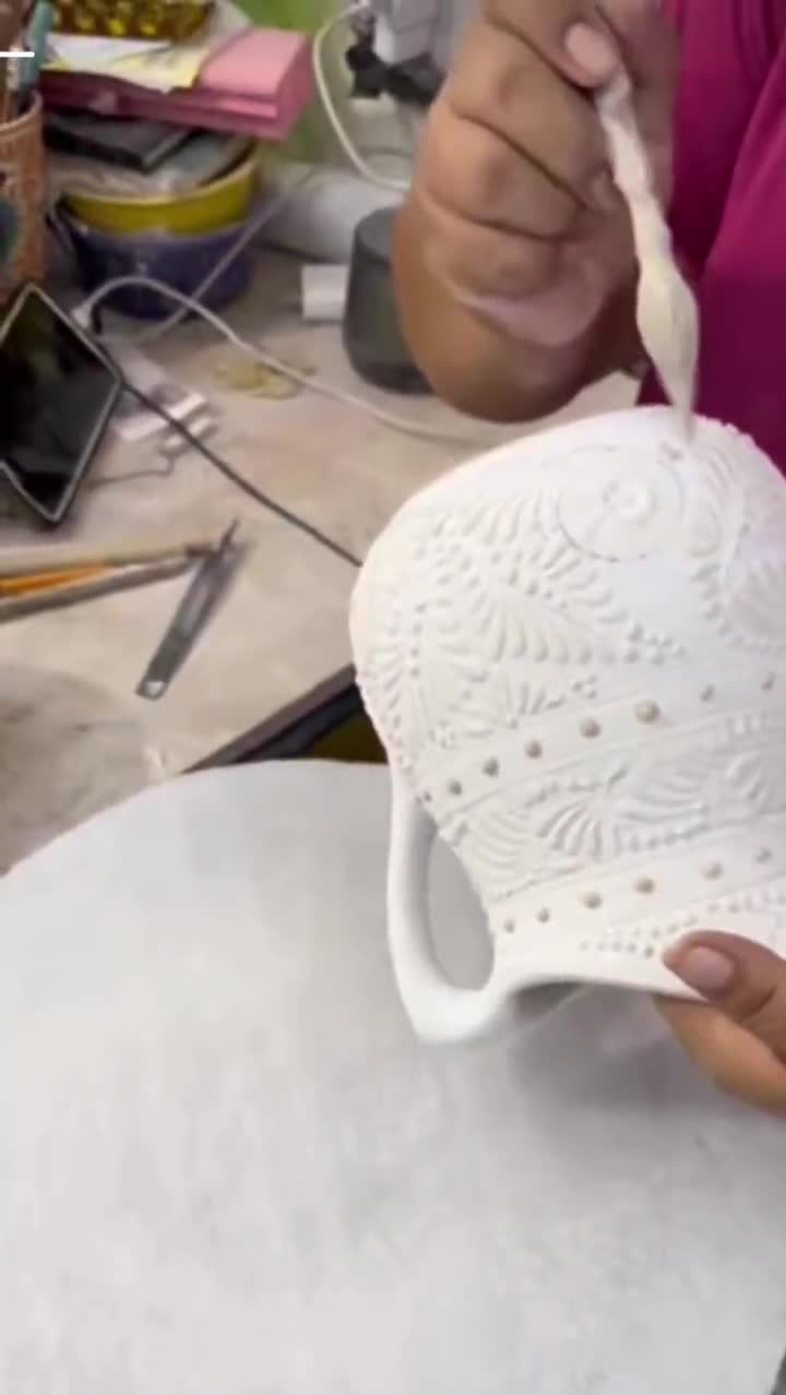 手作りのメキシコ製タラベラ焼き（青と白）｜花瓶｜メキシコ・プエブラ