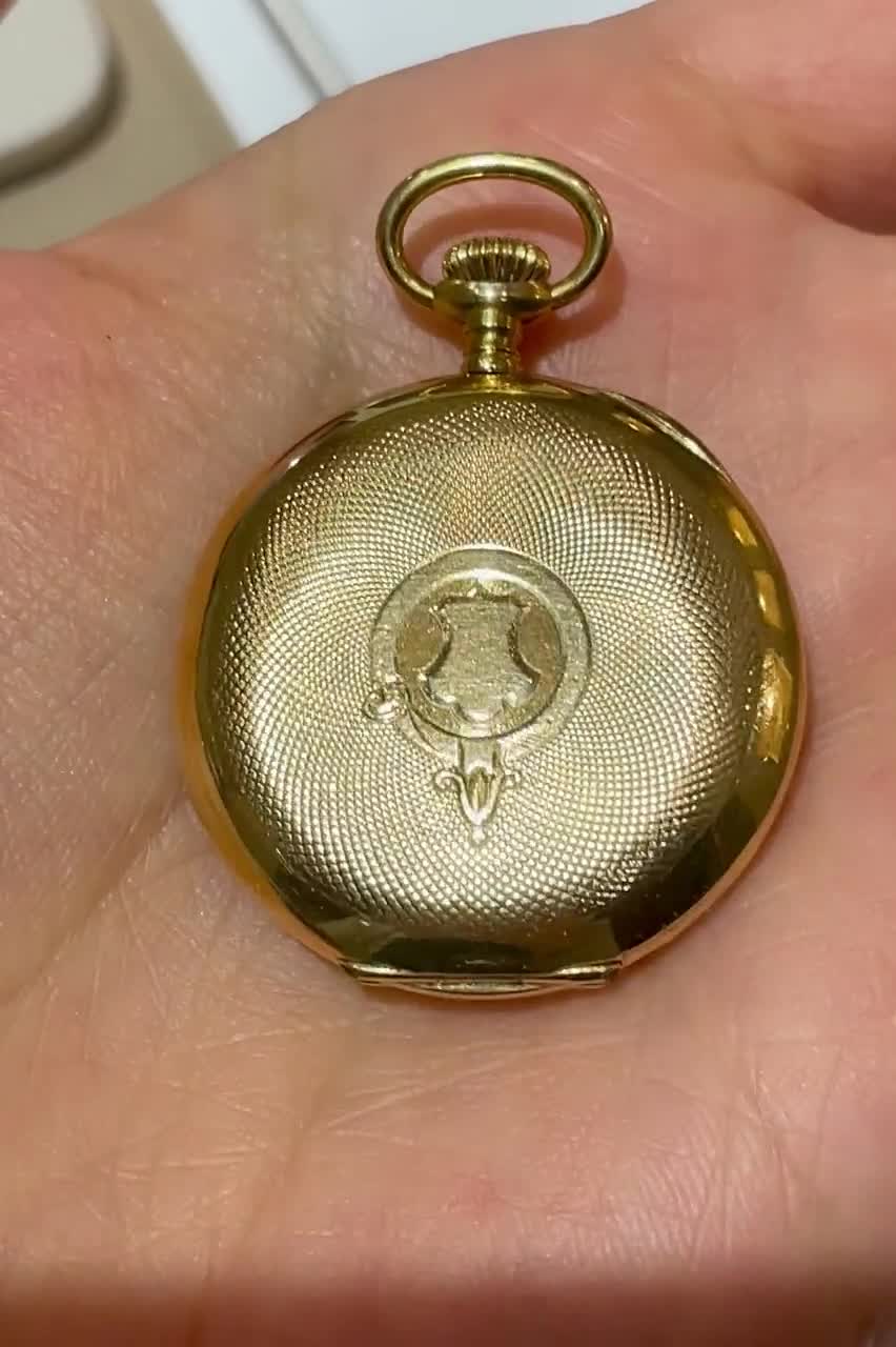Vintage Omega 18K Yellow Gold Grand Prix Paris 1900 Pocket Watch
