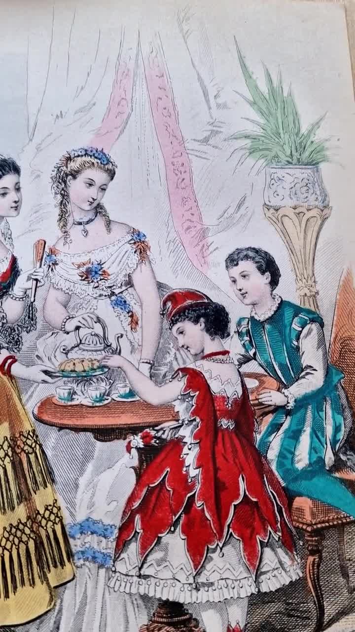 1869 French Fashion Plate – La Femme Et La Famille – Victorian