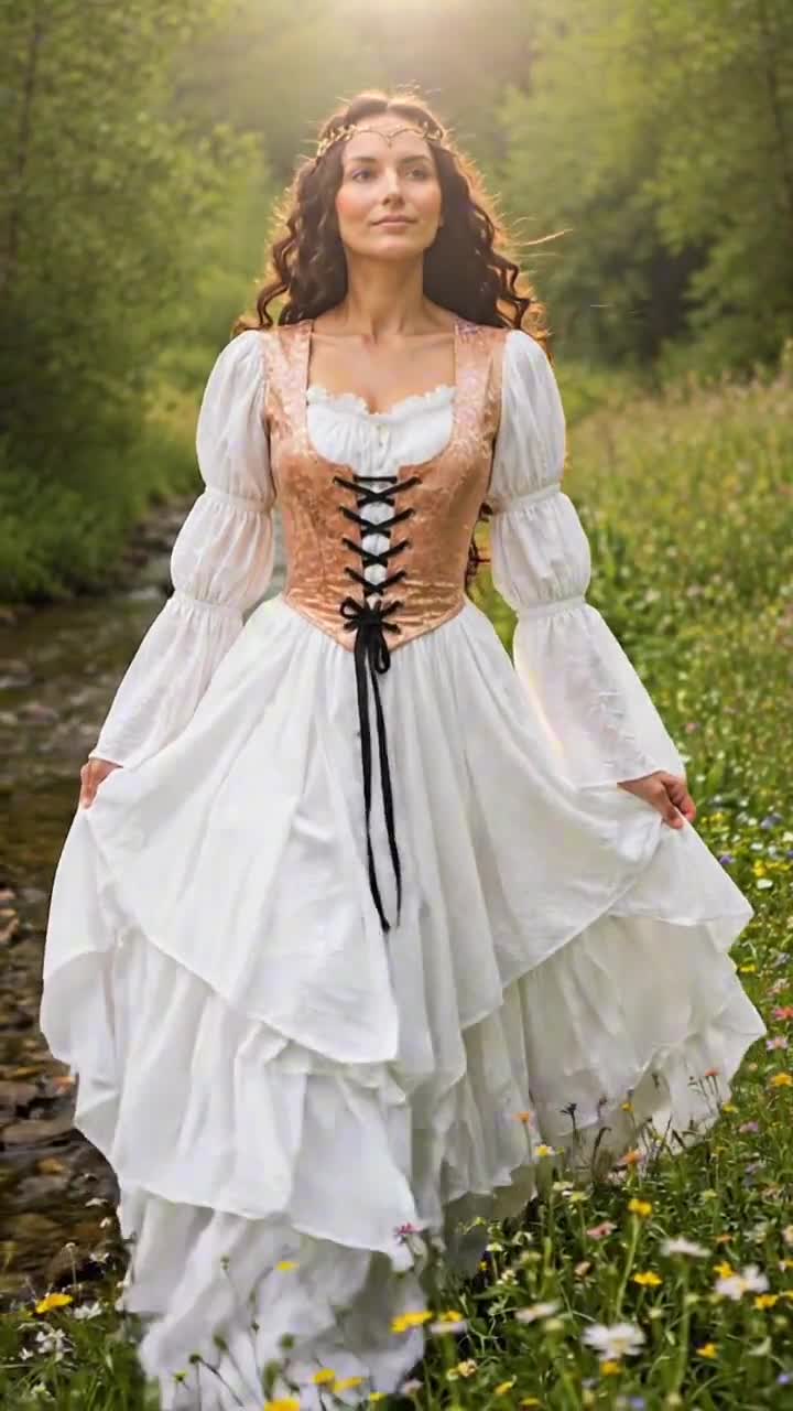 Renaissance Costume - Off-Shoulder Flowy Puff Sleeves Chemise