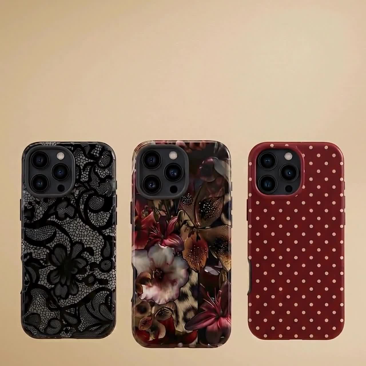 ブラックレースのスマホケース – ヴィンテージフローラルデザイン