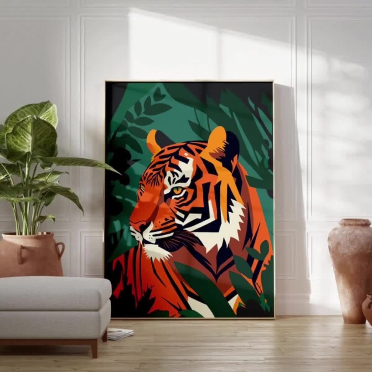 Tiger Maximalist Print, Modern Boho, Eclectic Home Decor - Etsy