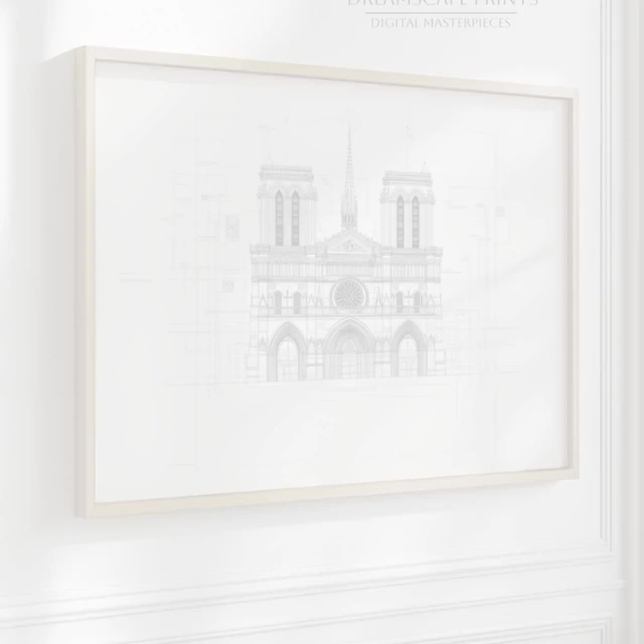 Notre Dame Pencil Sketch Digital Print Paris Cathedral
