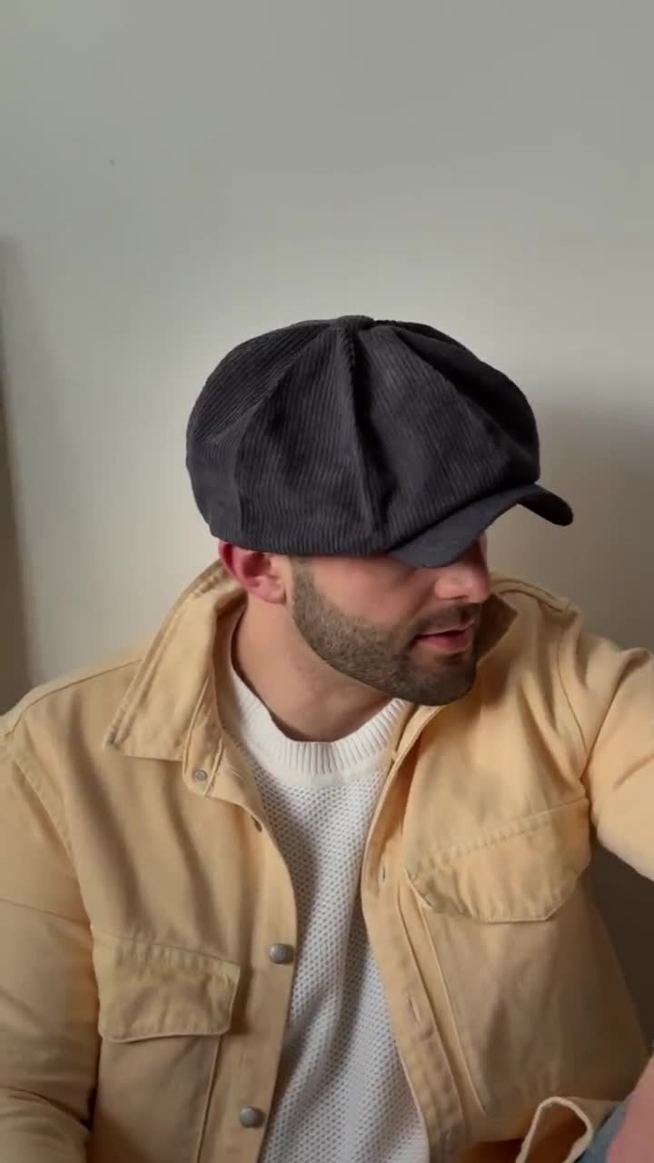 Dark Grey 8-panel Applejack Hat,oversized Newsboy Cap,grey
