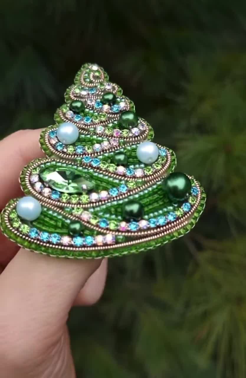 ビーズ刺繍キット クリスマスツリーブローチ、DIYビーズクリスマス