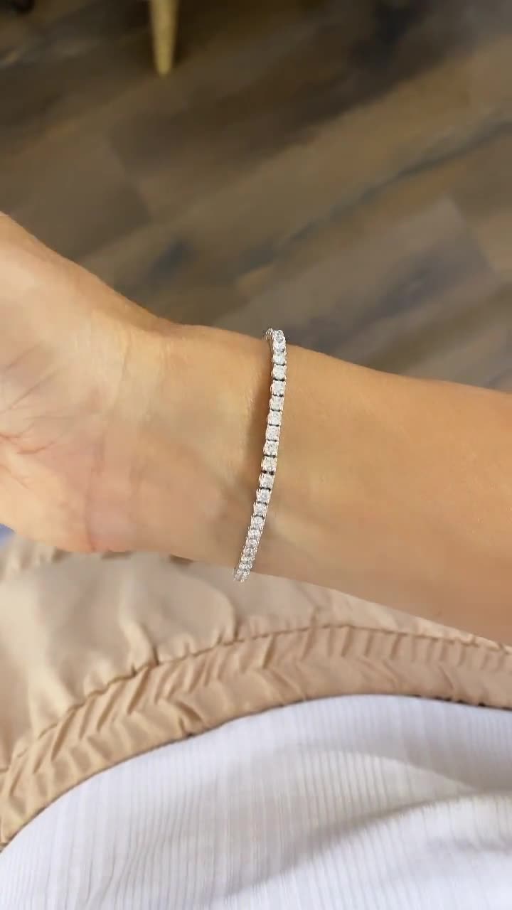 ダイヤモンド テニス ブレスレット ホワイト ゴールド、14K ホワイト
