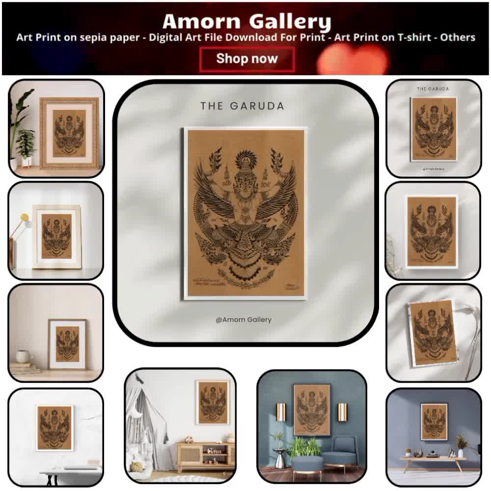Thai Traditional Art of Garuda by Printing on Sepia Paper. - Etsy