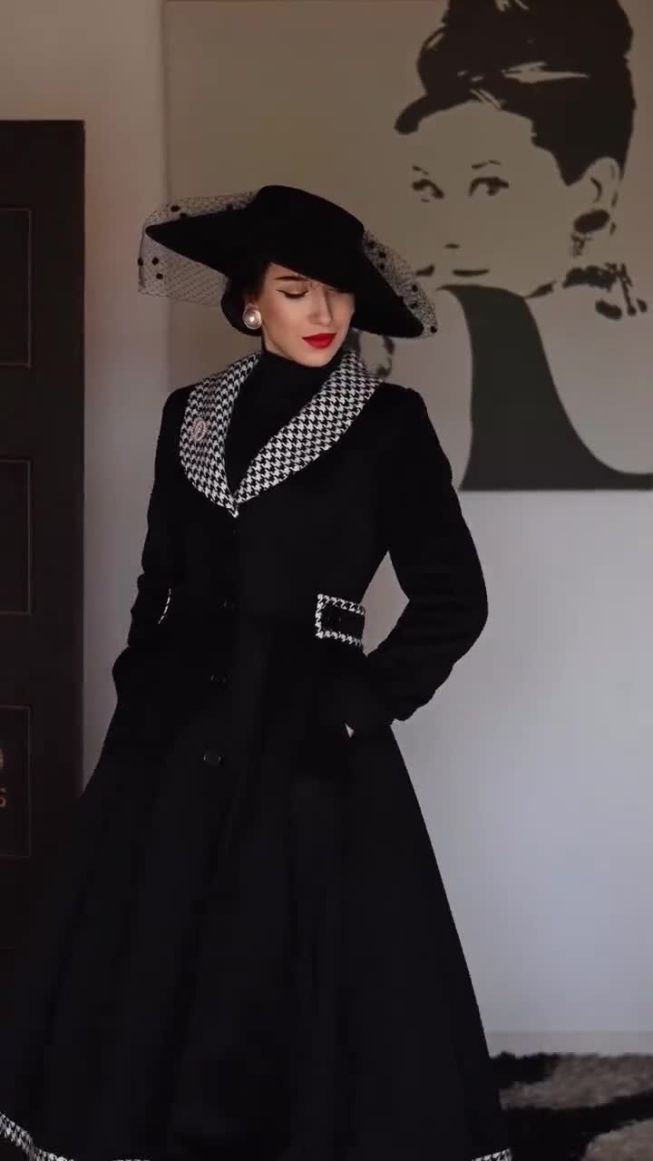 1950s Vintage Inspired Swing Wool Coat, Wool Coat Women, Flare