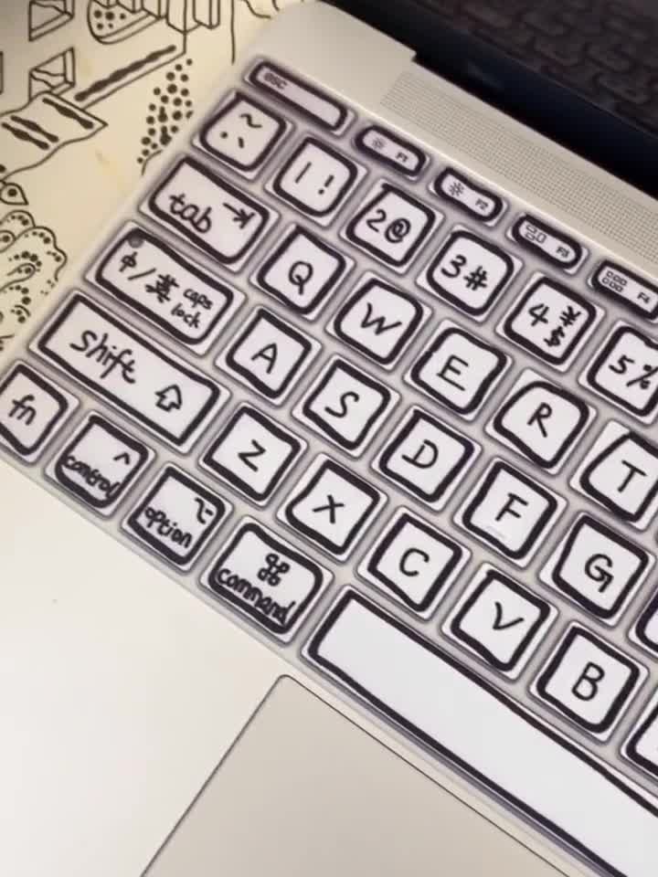 手書き文字キーボードカバー（Macbook ProおよびAir用）、Appleラップ