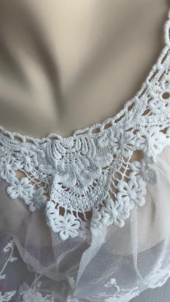 Embroidery Venice Lace Collar Trim , Mesh Floral Necklace, Scallop