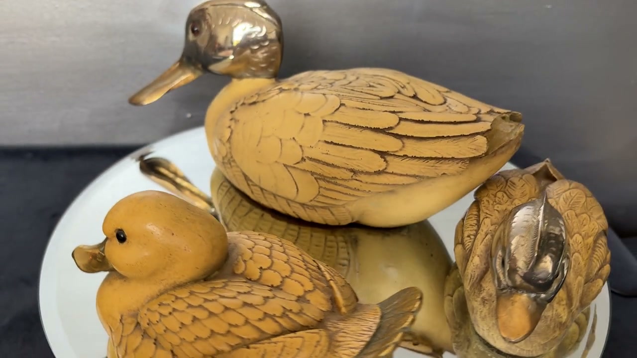 Vintage Italian Duck Family by Elli Malevolti , Resin, Brass