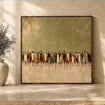 Neutral Wall Art, Beige Minimalist Crowd Painting, Olive Green People Art Print video preview