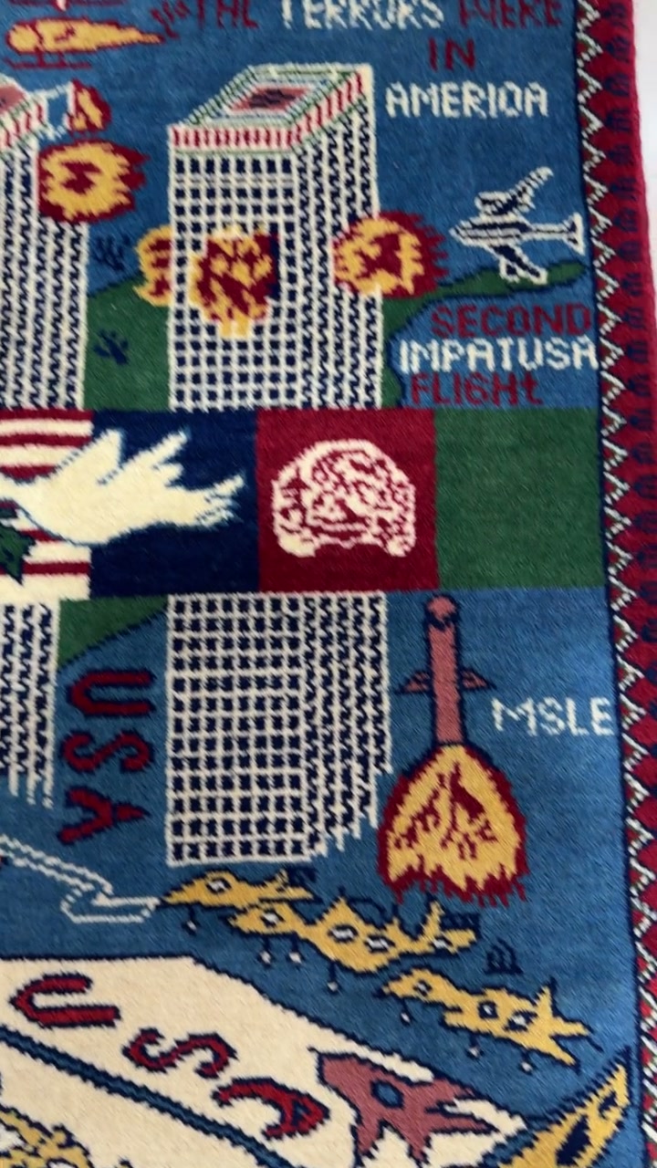 2x3 Ft Blue Color Afghan War Rug – 9/11 Theme, Handmade Wool - Etsy