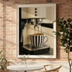 Coffee Wall Art Espresso Machine Painting, Striped Mug Kitchen Print video preview