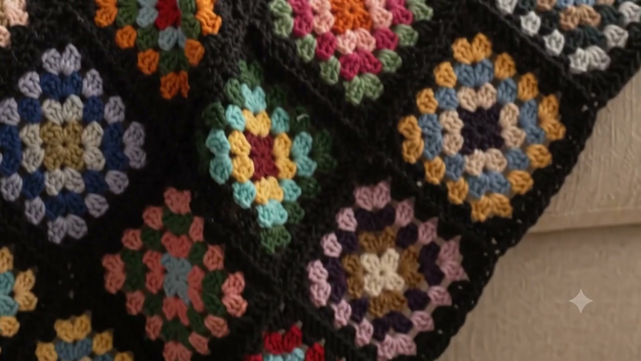 Hand Knit Crochet Afghan: Retro Granny Square Throw - Etsy
