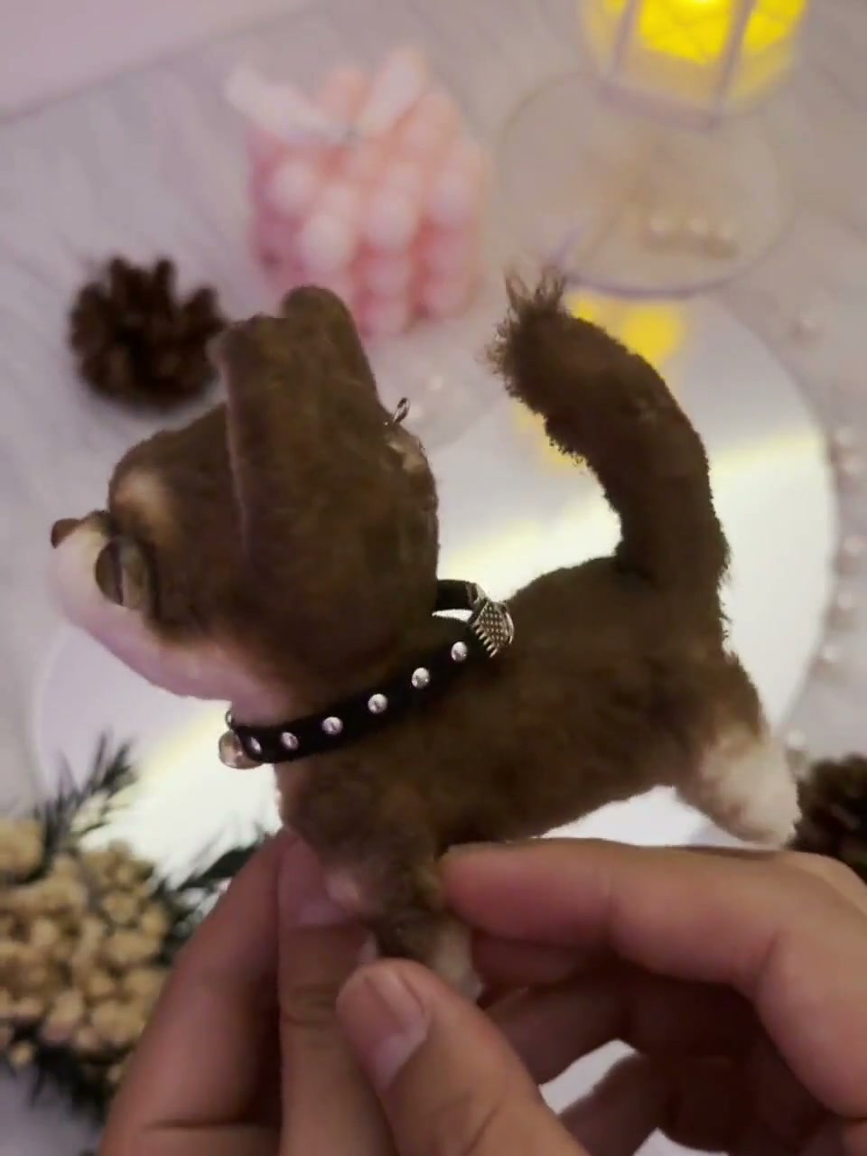 手作りの茶色のチワワのミニぬいぐるみ｜犬のキーホルダー｜バッグ