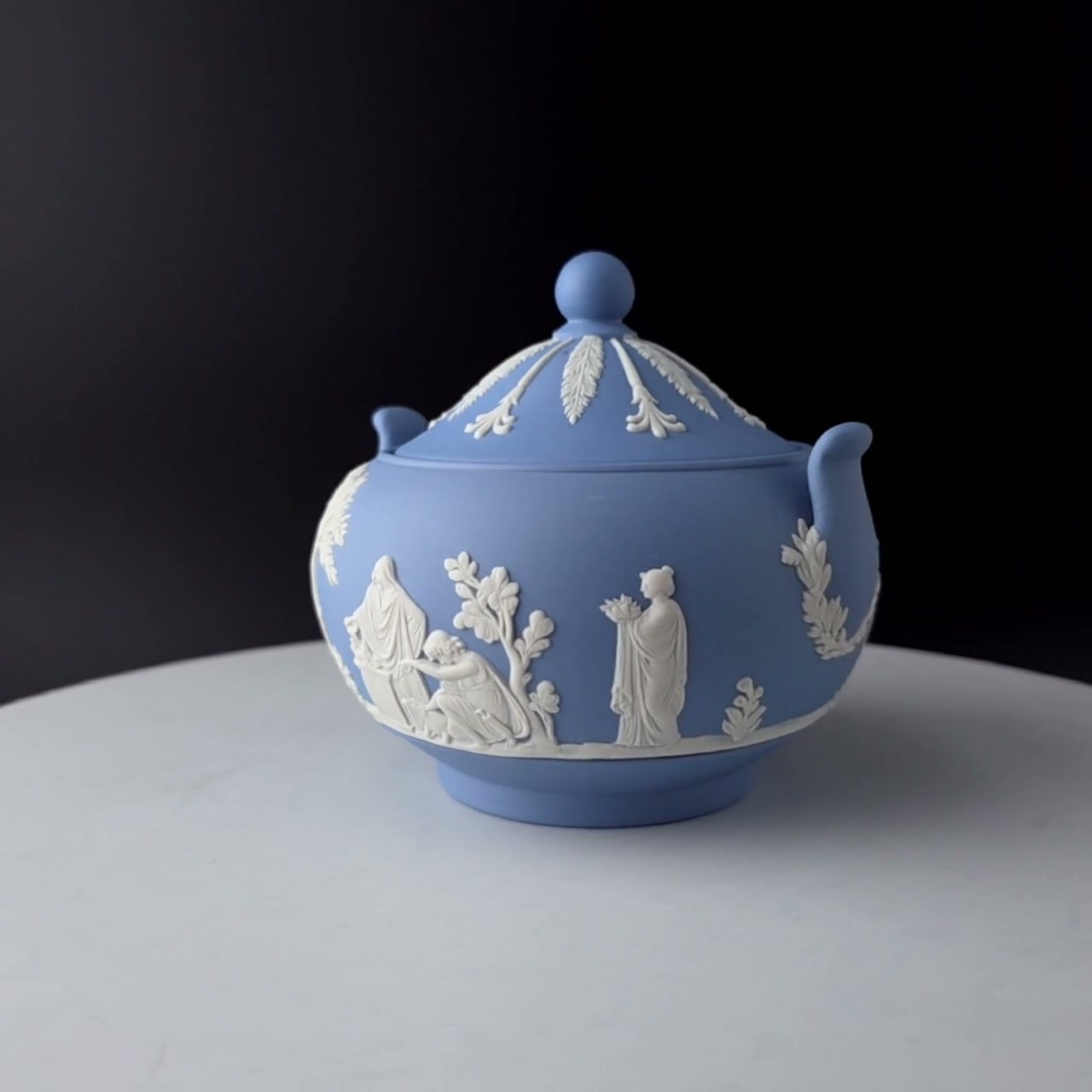 WEDGWOOD Jasperware Handcrafted Pale Blue Sugar Pot / Jar '75