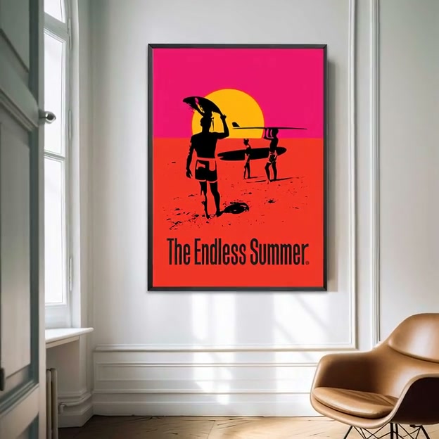 The Endless Summer Surfer Canvas Print, Mid Century Surf Canvas