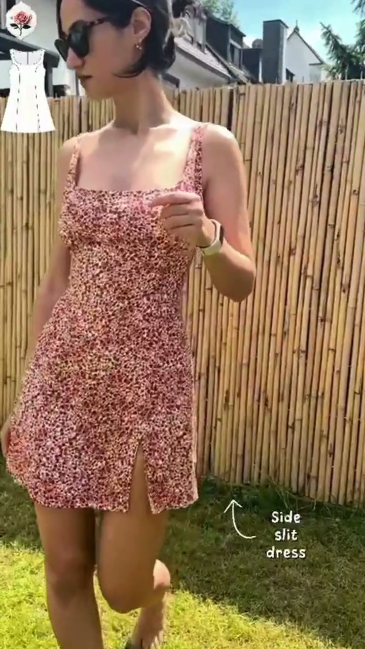 90s slit mini dress Lena | Dress Pattern | Side Tutorial | Retro Dress Pattern | Cute Summer Dress | PDF Sewing Pattern Thigh slit