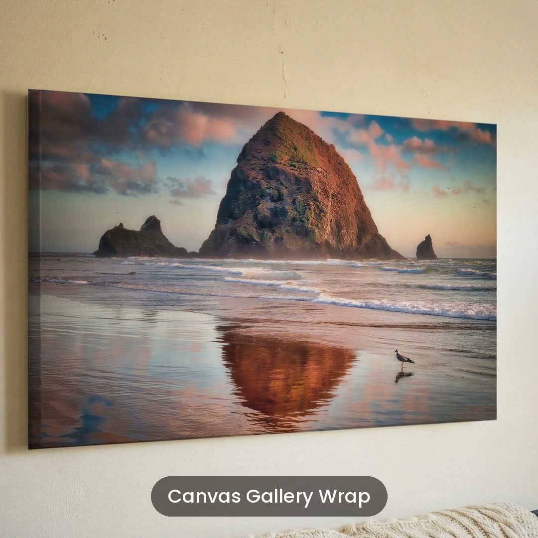 Haystack Rock Sunset Photography Print | Cannon Beach Oregon Coast