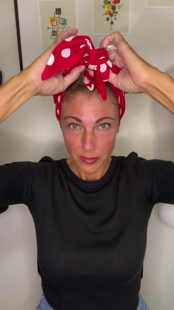 Retro Reversible Full Head Hair Wrap Scarf Headband Rosie the