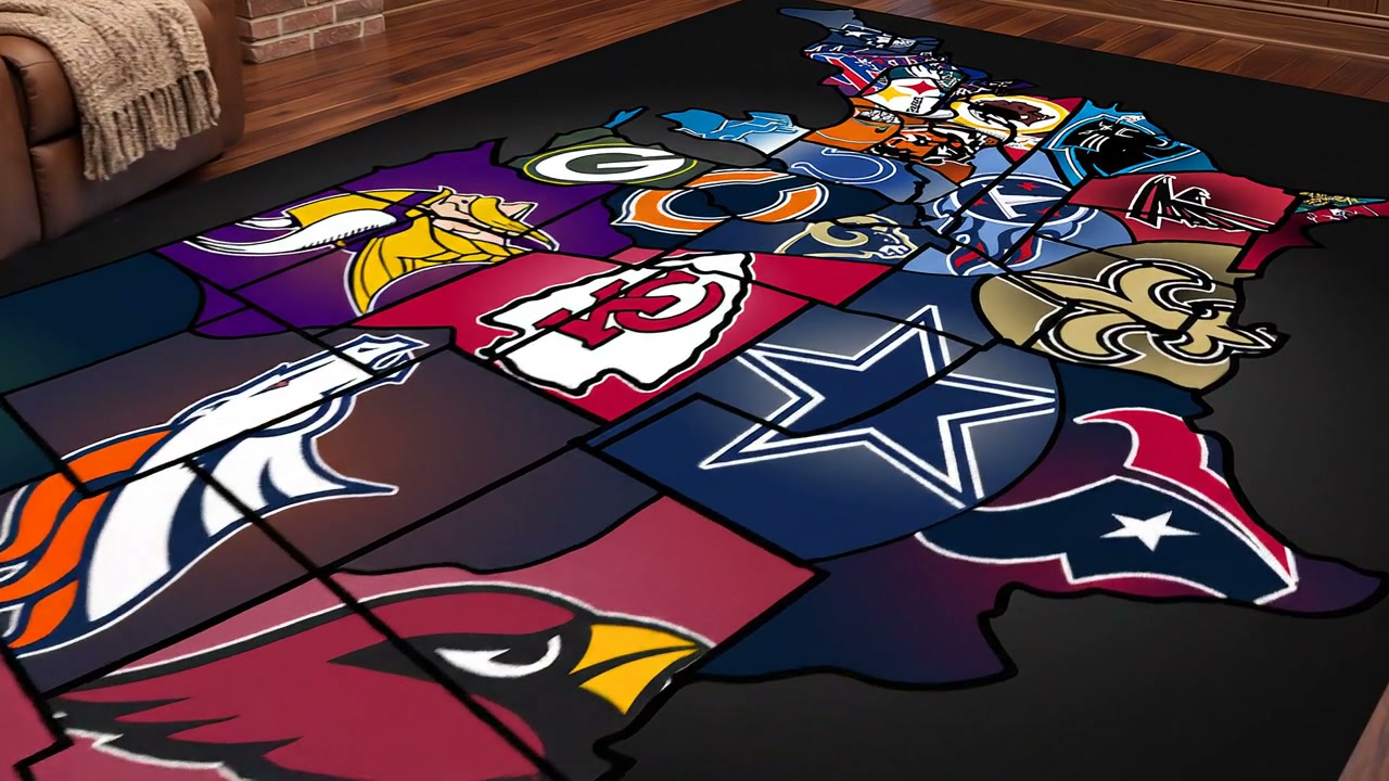 Personizable American Football Team Logos Area Rug, Sports Fan