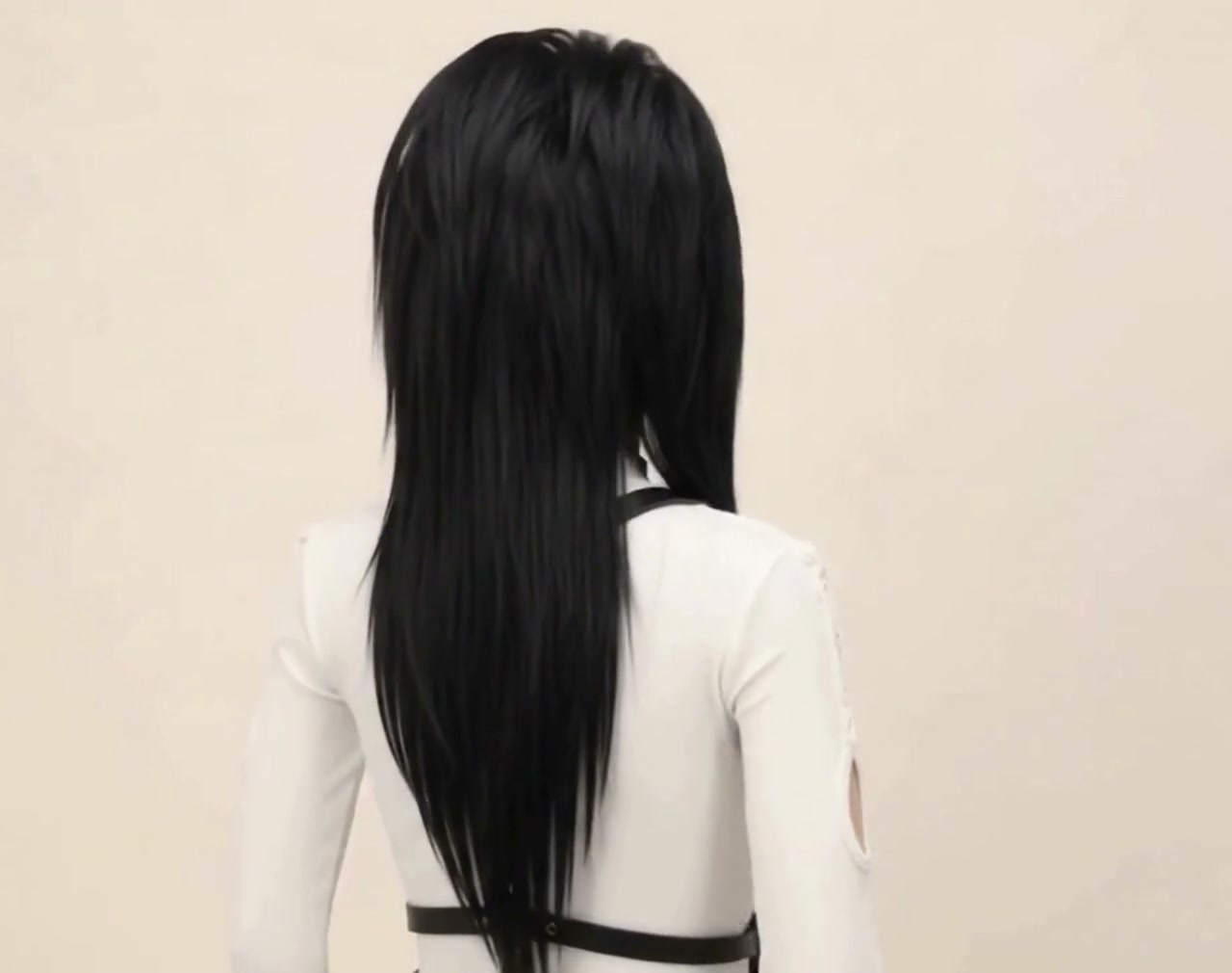 エモ系ウィッグ、コスプレ用ウィッグのオーダーメイド、漆黒ストレート